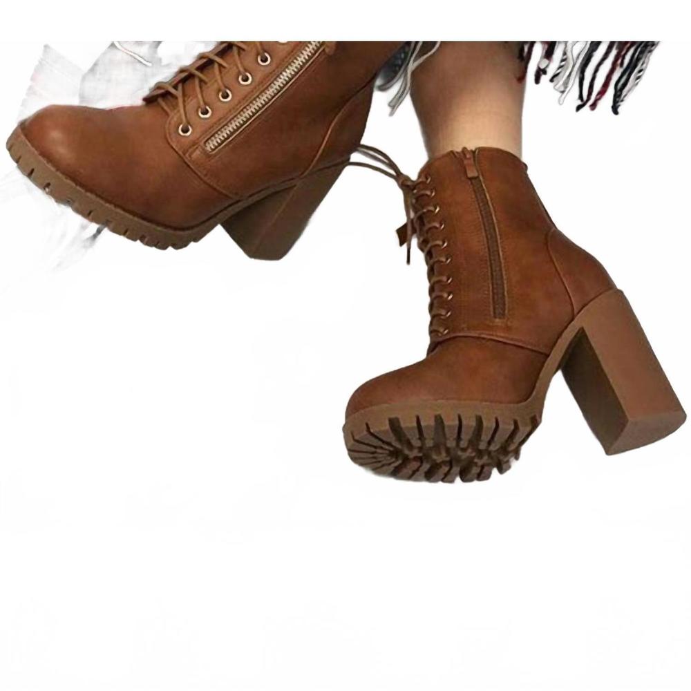 NEW LA SHOE KING women's star lace up boot in brown